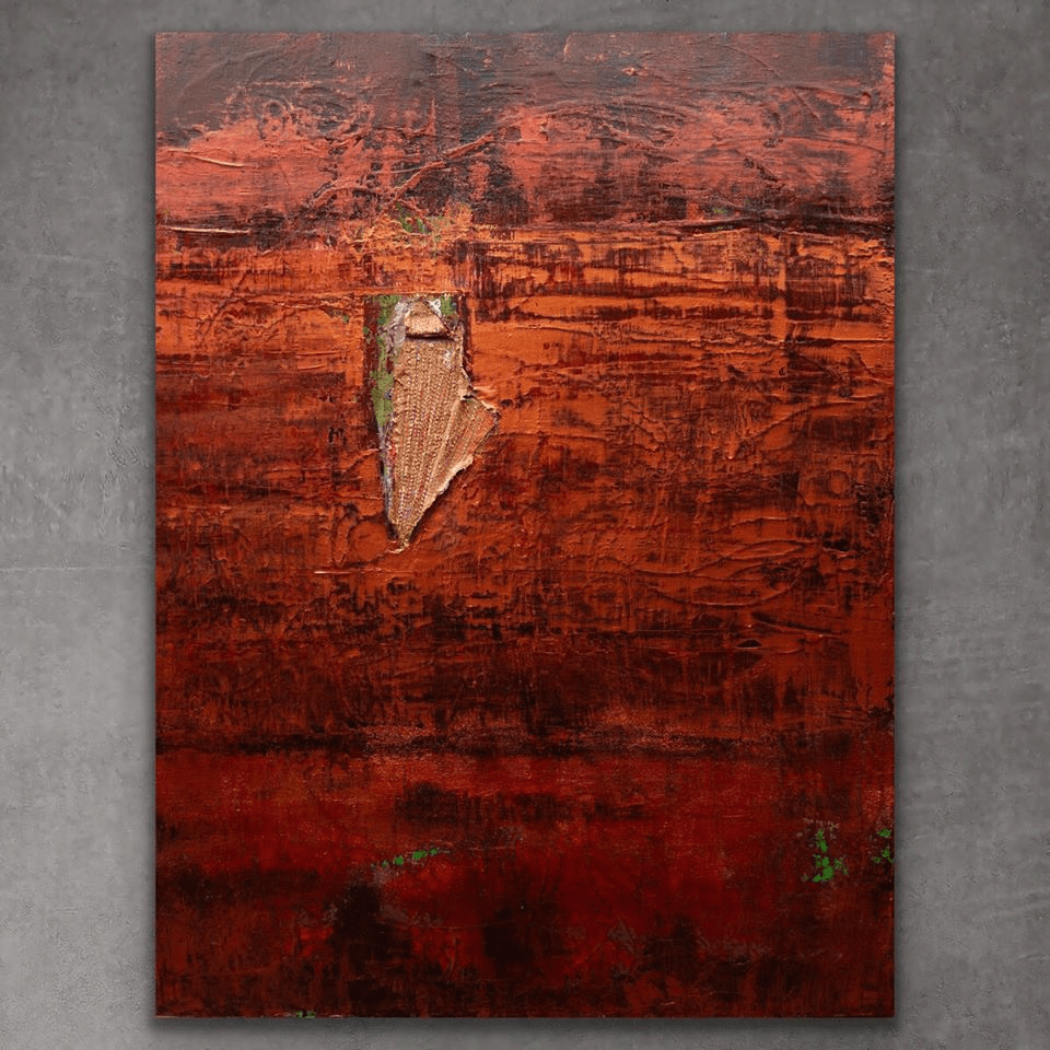 Mixed media painting titled Dialogue with Chiseled Canvas, 2019.