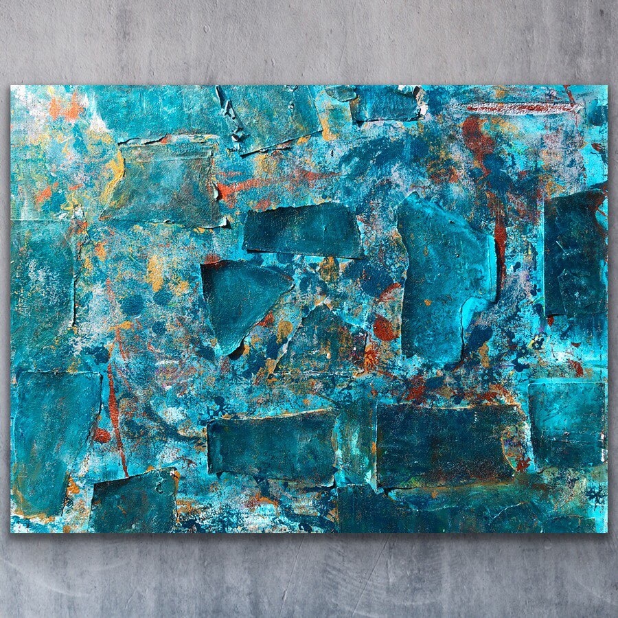 A small mixed-media canvas titled Emerald Coast of a Fractional Future.